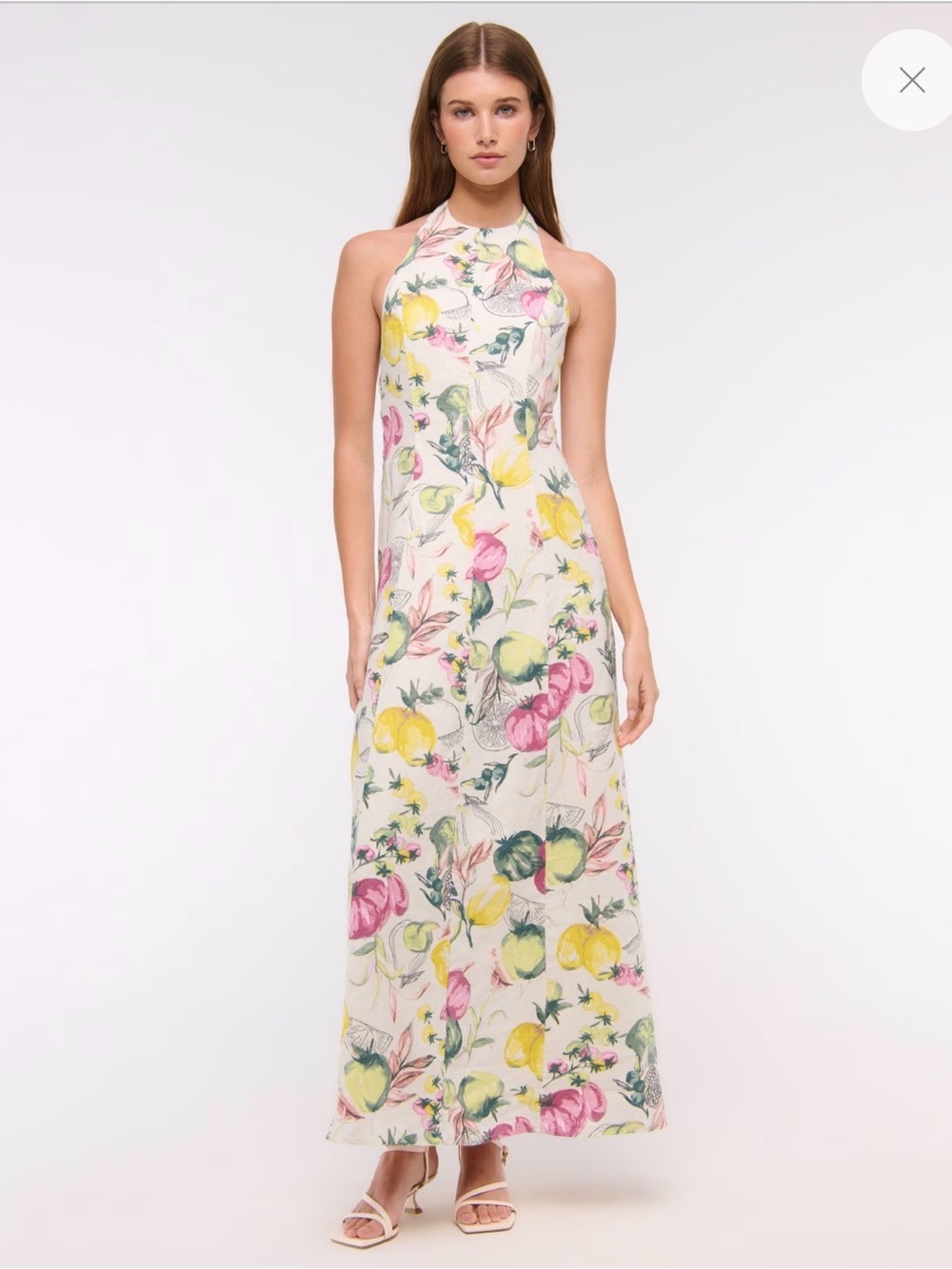NWT Abercrombie & Fitch M Tall Vegetable Print Halter Linen Dress